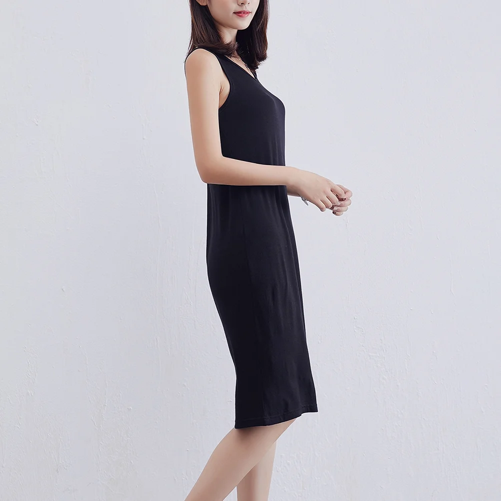 1 Uds. Vestido de verano para mujer, negro, talla M, sin mangas, de longitud media, corte en A, ropa interior informal holgada, chaleco exterior, figura destacada - imagen 4