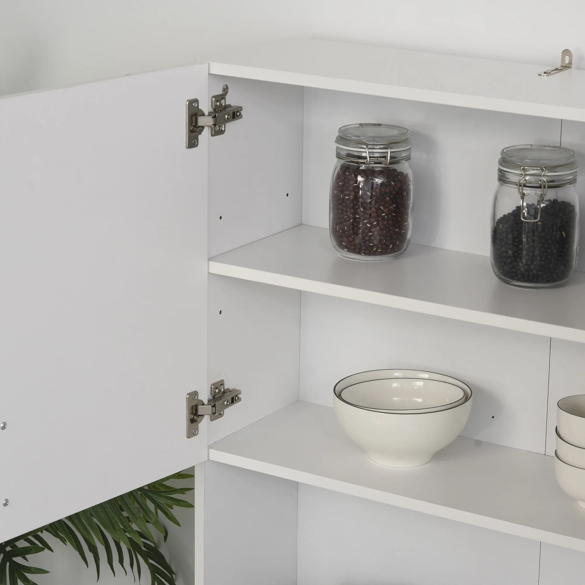 HOMCOM Armario Alacena de Cocina Alacena Alta con 3 Cajones 3 Puertas y Estantes Interiores Ajustables Mueble Auxiliar para Comedor Salón 80x39,5x183,5 cm Blanco - imagen 5