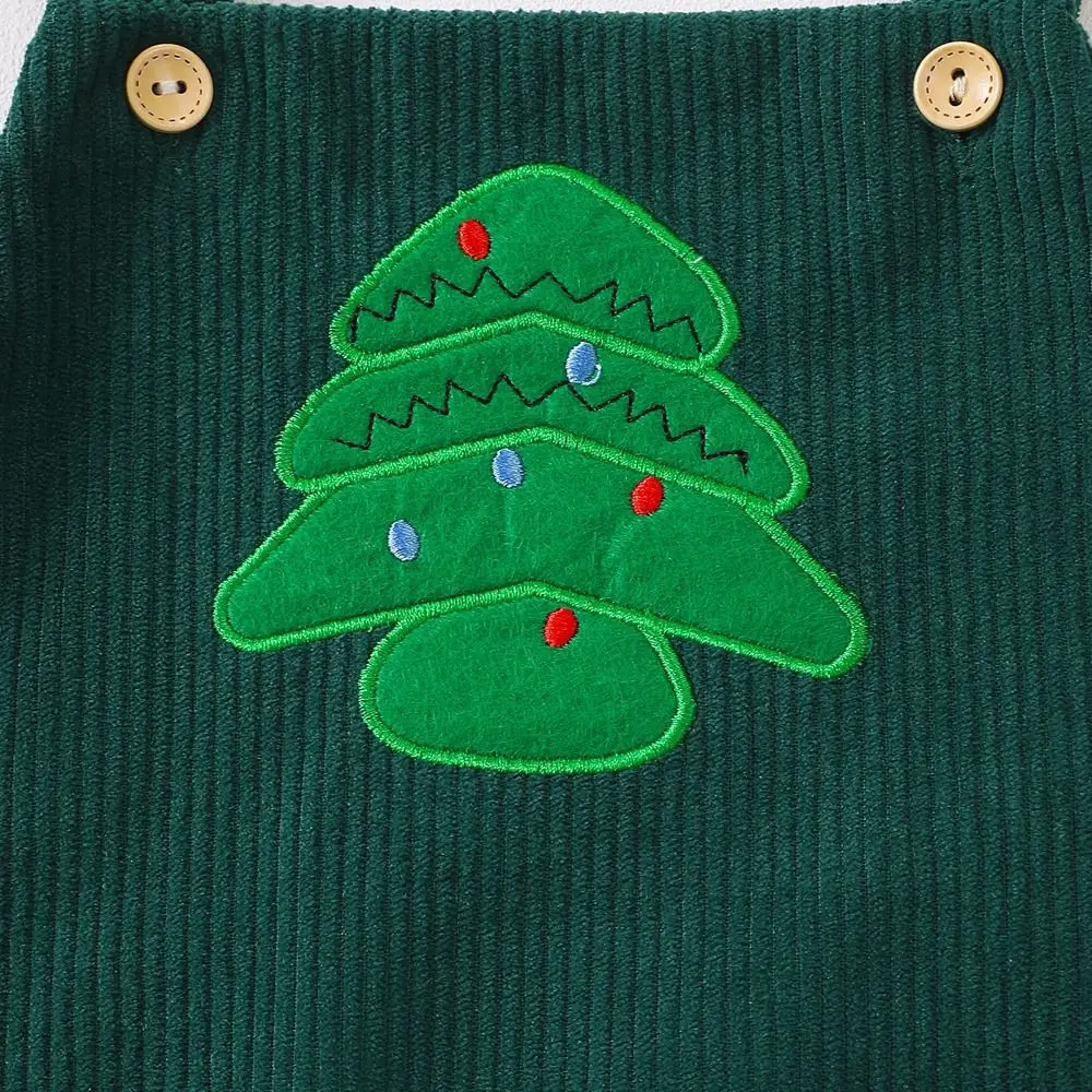 Lindo conjunto de peleles con tirantes de pana de dibujos animados disfraz de Navidad mono bordado niños niñas - imagen 5