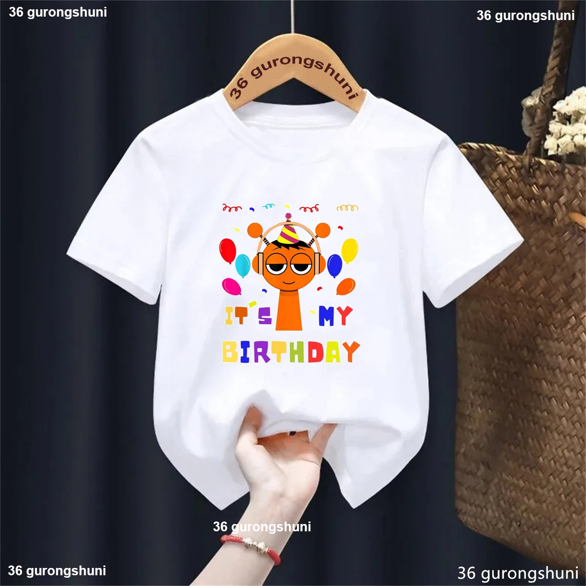 Es mi cumpleaños Sprunki camiseta con estampado con dibujo niñas/niños ropa divertida Kawaii para niños camiseta de fiesta de cumpleaños camiseta sólida