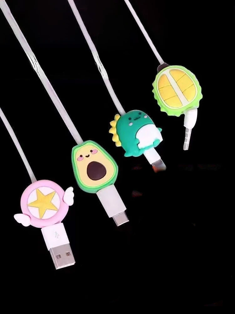 Protector de Cable USB de teléfono de dibujos animados para Iphone 13 12 Cable Chompers Cable cargador de animales soporte de Cable organizador protección - imagen 2