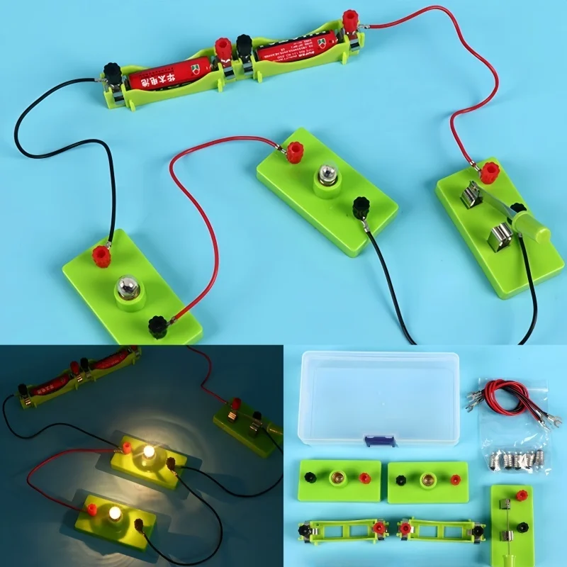 Kit de aprendizaje de electricidad de circuito básico DIY, juguetes educativos de física para niños, experimento STEM, enseñanza de habilidades prácticas, regalos