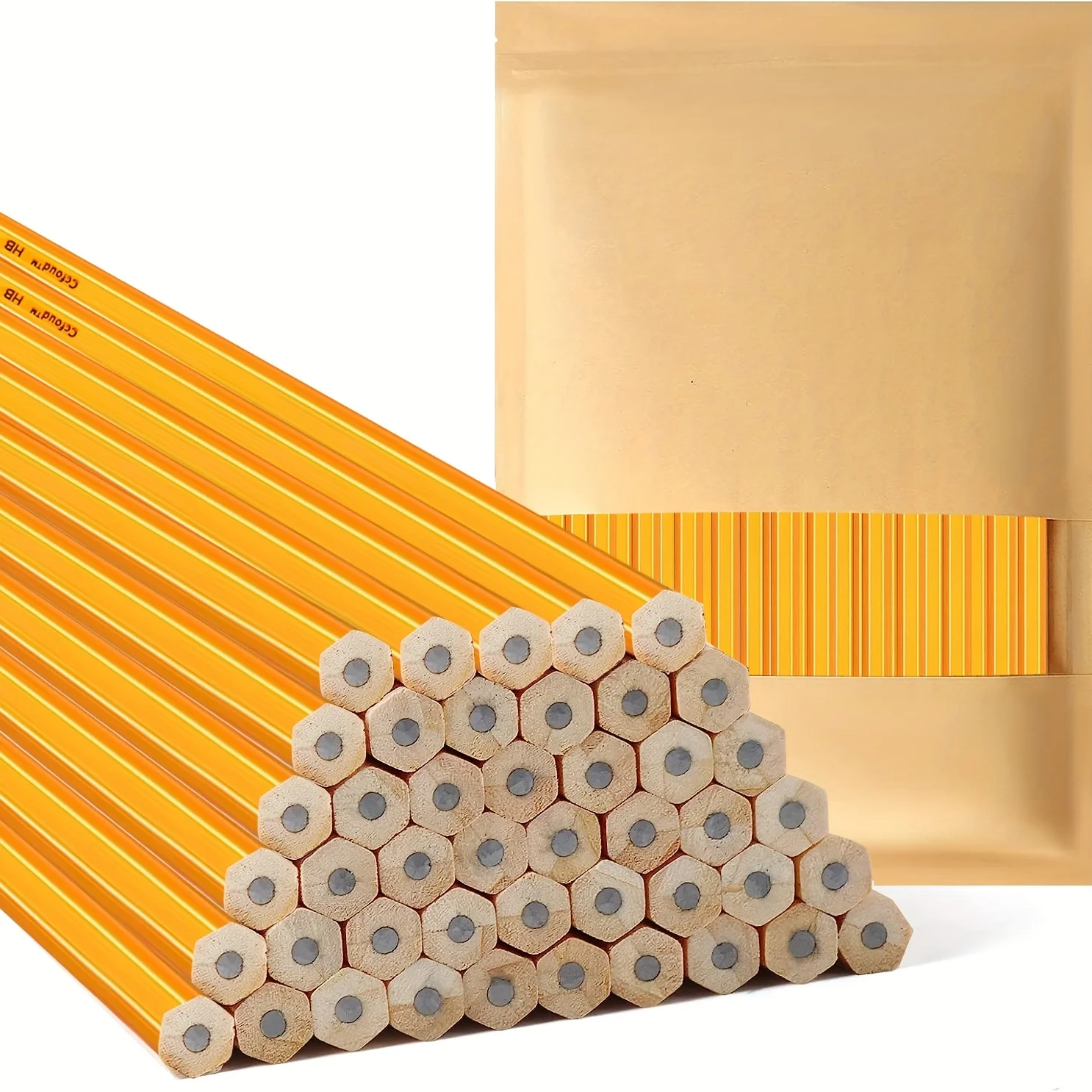 50/100/150 Uds. Lápices con tapa de borrador, 2 lápices HB para dibujar y dibujar, lápices amarillos a base de madera para oficina, útiles escolares - imagen 2