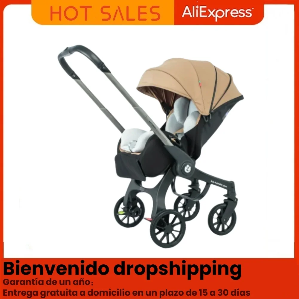 Cochecito de bebé ligero 4 en 1 para recién nacido, cochecito de bebé adecuado para bebés de 0 a 36 meses, entrega más rápida y 1 año de garantía