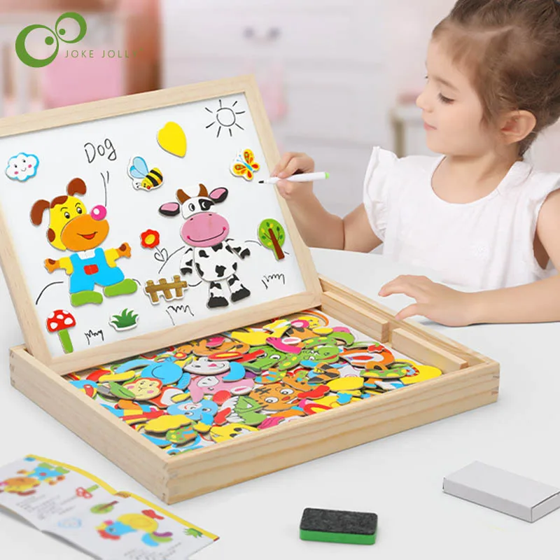 Rompecabezas de madera con pizarra magnética para niños