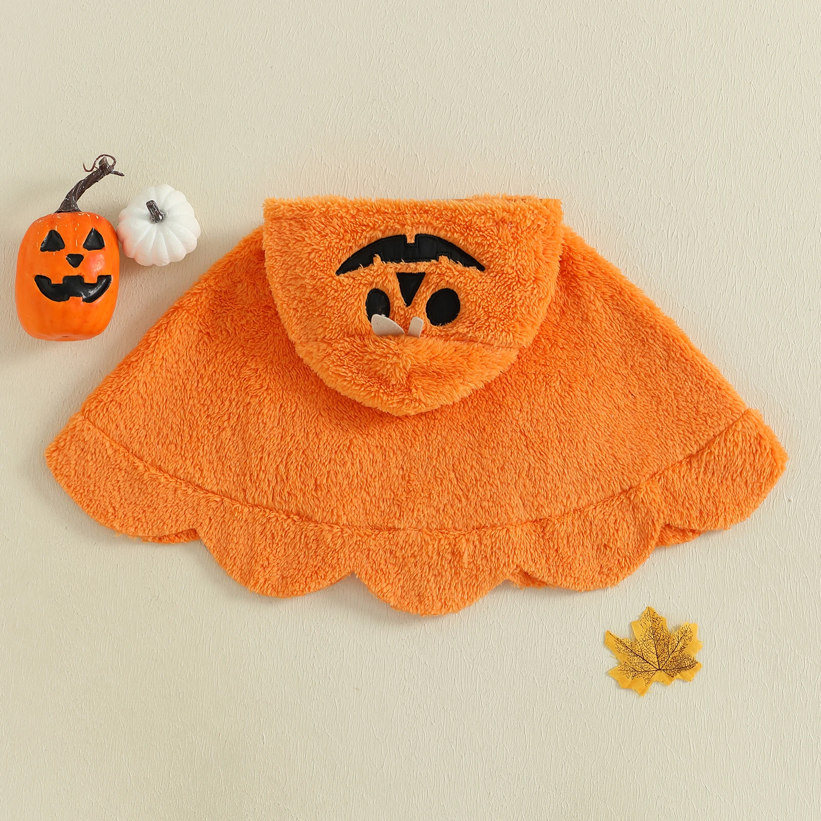 Capa para bebés y niñas, disfraz de calabaza/fantasma de Halloween, capa de felpa con capucha peluda suave - imagen 4