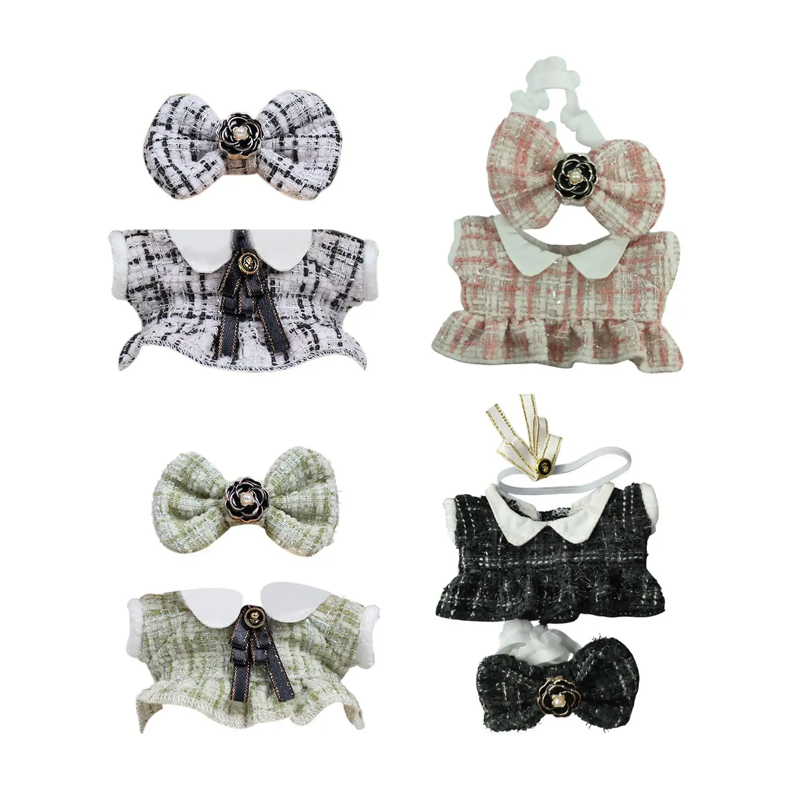 Fashion Doll Dress Suit with Hair Accessories Soft Make Your Own Dolls Costumes Cute Doll Clothes for 6.69inch Doll Girls Dolls