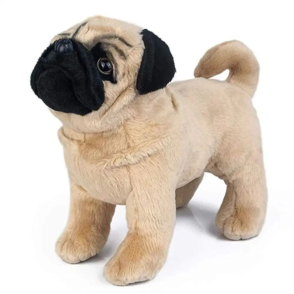 Juguetes de peluche de perro Pug de pie realista para niños, animales de peluche de perro suave, regalos de cumpleaños y Navidad, 33cm - imagen 5
