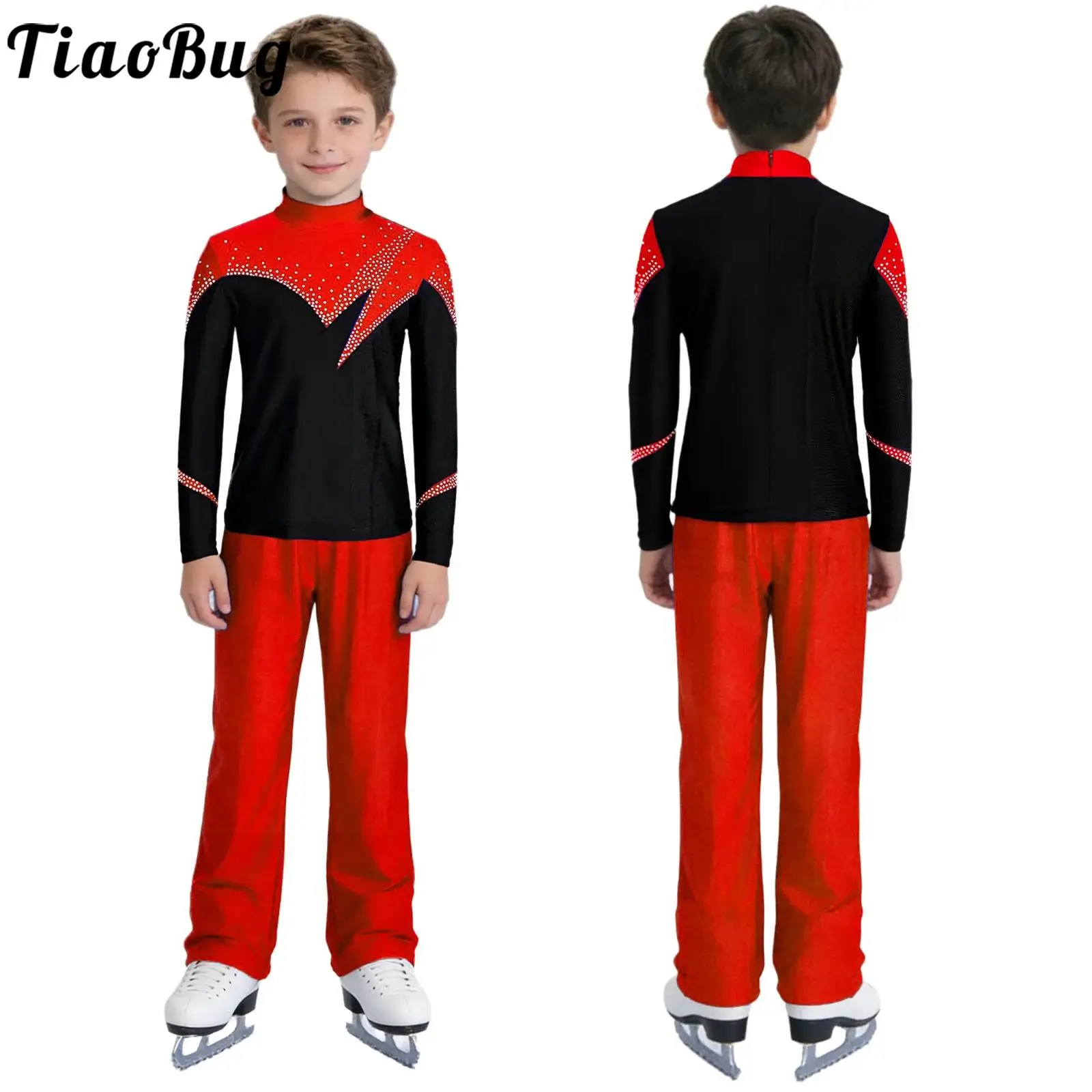 Traje de patinaje artístico con pedrería para niños - imagen 4