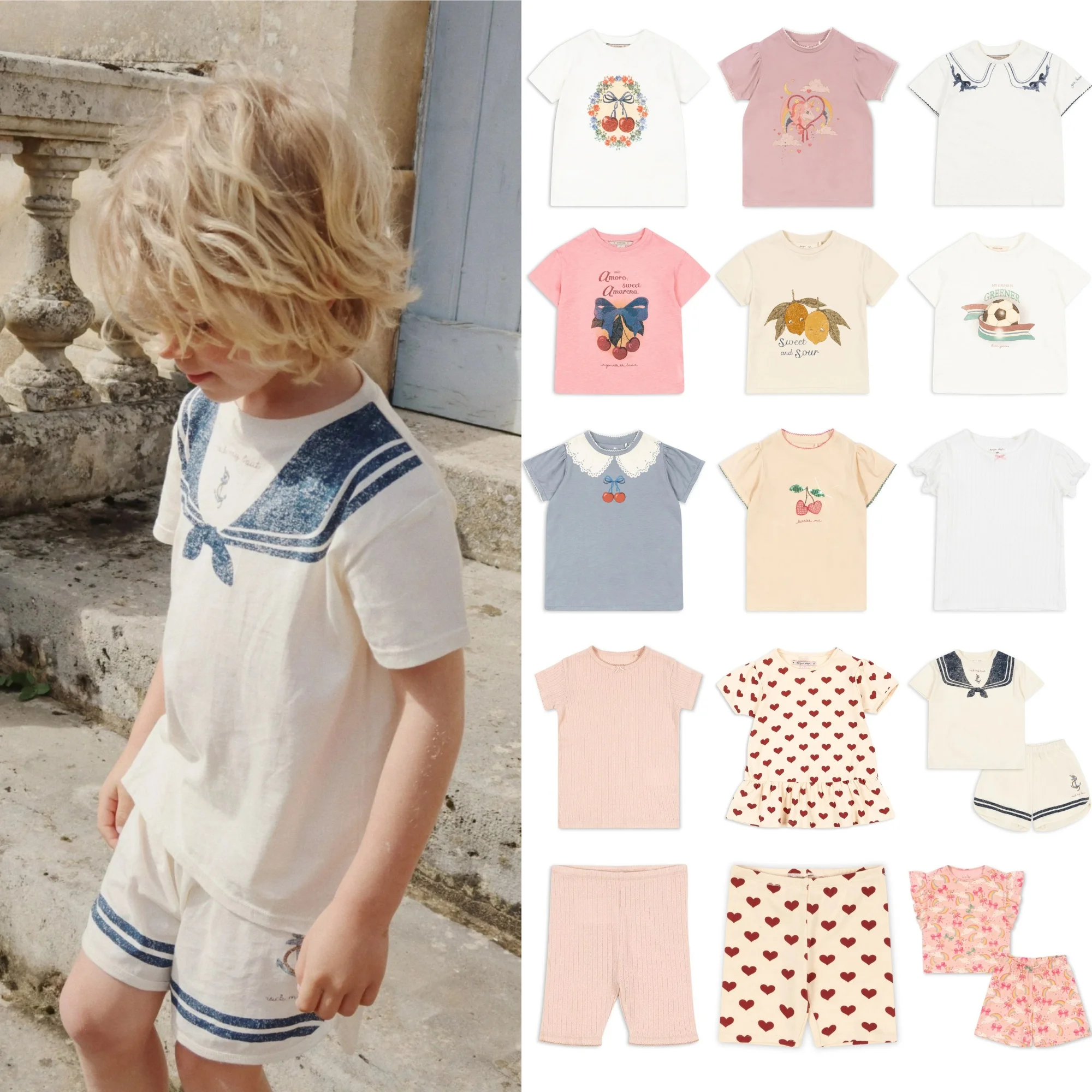 KS Conjunto verano algodón bebé – Camiseta cereza y pantalón corto - imagen 5