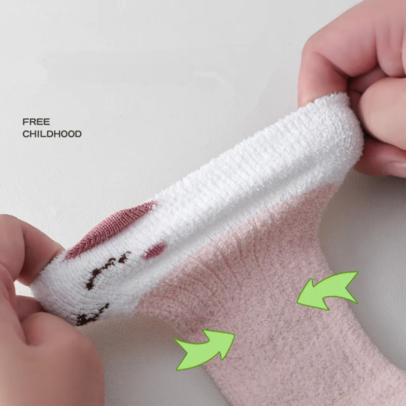 Calcetines peludos cálidos para niños y bebés, calcetín de pantorrilla de Color Animal bonito para niños, medias cálidas de lana gruesa para otoño - imagen 4