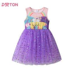 Dxton vestido princesa sin mangas – Estampado arcoíris para niña