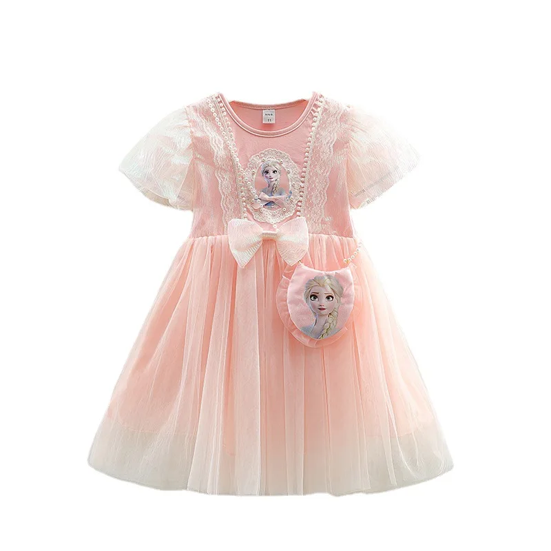 Vestido de manga corta para niña de 2 a 7 años, novedad de verano, vestidos de princesa Elsa, vestido de gasa versión coreana a la moda para bebé - imagen 5