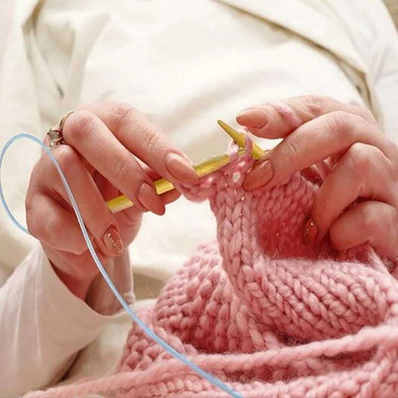 18 unids/set 100% juego de agujas de tejer circulares de bambú DIY conjunto de ganchos de ganchillo de doble cúspide agujas de coser circulares de tubo suave 40-120cm - imagen 2