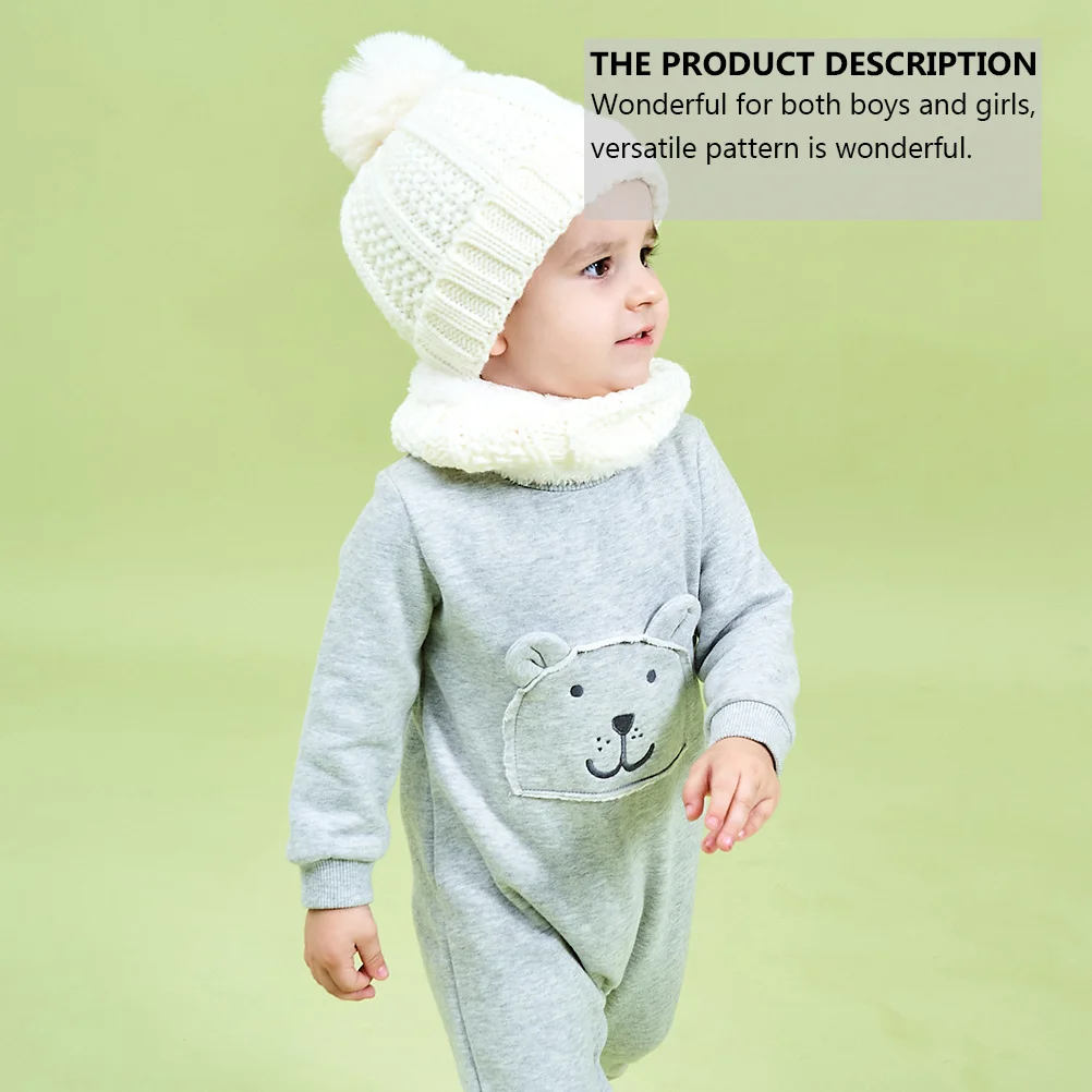 1 Juego de gorro tejido de invierno para niños, pañuelo cálido, gorro para bebé, conjunto de bufanda, forro suave, accesorios para clima frío para niños - imagen 3