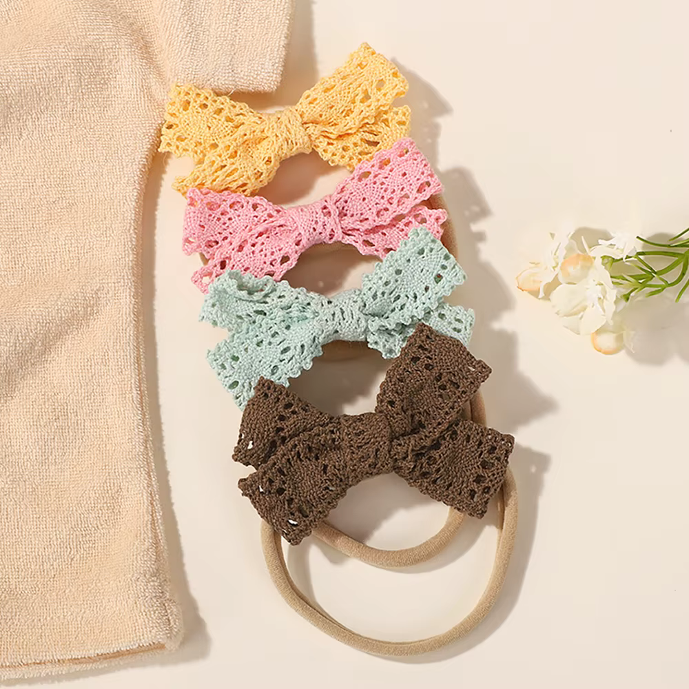 Diademas con lazo de encaje para niñas recién nacidas – Hechas a mano - imagen 5