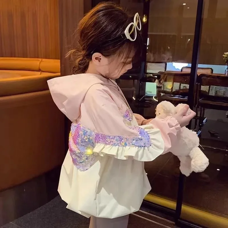 Chaqueta con capucha y lazo de lentejuelas para niñas - imagen 2