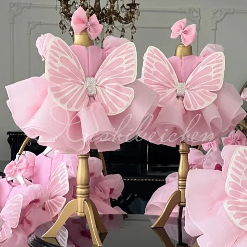 Vestido para niñaConjunto de vestido de princesa infantil con mangas de burbujas y mangas de piano, para el primer cumpleaños de una niña - imagen 4