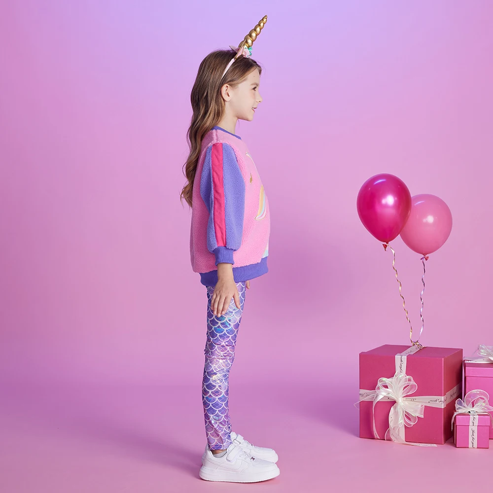 DXTON Sudadera polar térmica con estampado sirena para niña - imagen 3