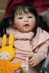 NPK Muñeca artística de piel 3D de 24 pulgadas con pelo de raíz de mano Reborn Meilien Princess Girl realista tacto suave