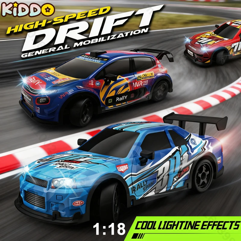 1/18 Rc Drift Car Racing vehículo todoterreno de alta velocidad Radio Control remoto coche deriva 2,4G juguetes ligeros inalámbricos para niño Navidad