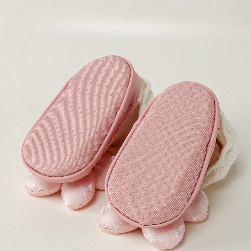 Calcetines de princesa para bebé, zapatos de estilo coreano con lazo Floral, suela de cuero, botines antideslizantes para primeros pasos, calcetín para primavera y otoño - imagen 3