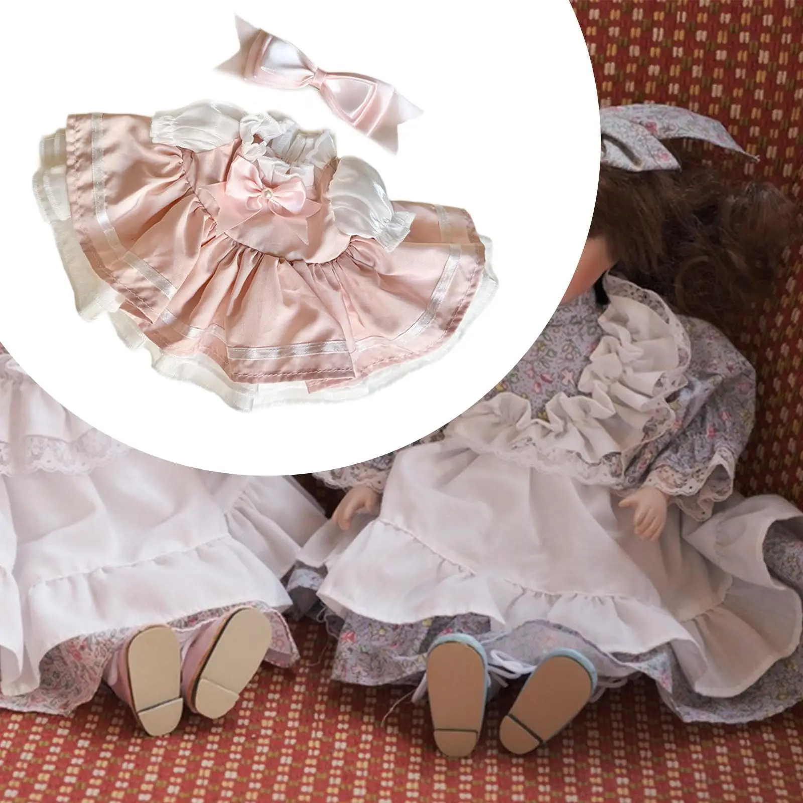 2Pcs Dolls Princess Dress with Headdress Handmade Clothing Stylish Costume Accessory Miniature Clothes for 38cm Plush Doll