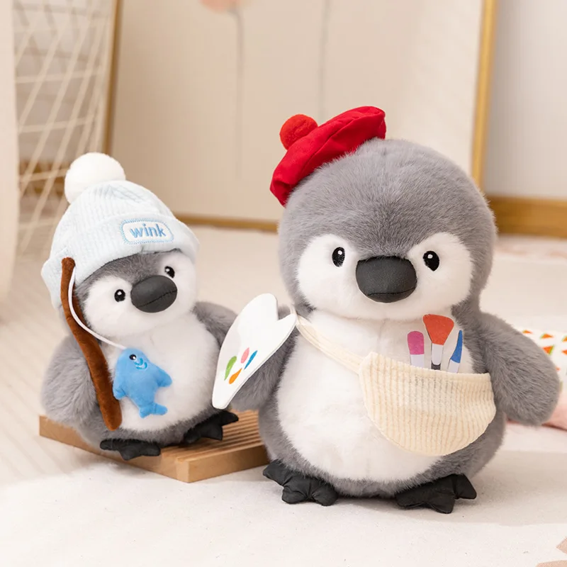 25/35CM lindo pingüino de peluche de juguete suave de peluche Chef pintor pesca muñeco de pingüino gordo almohada decoración del hogar divertido Navidad San Valentín - imagen 3