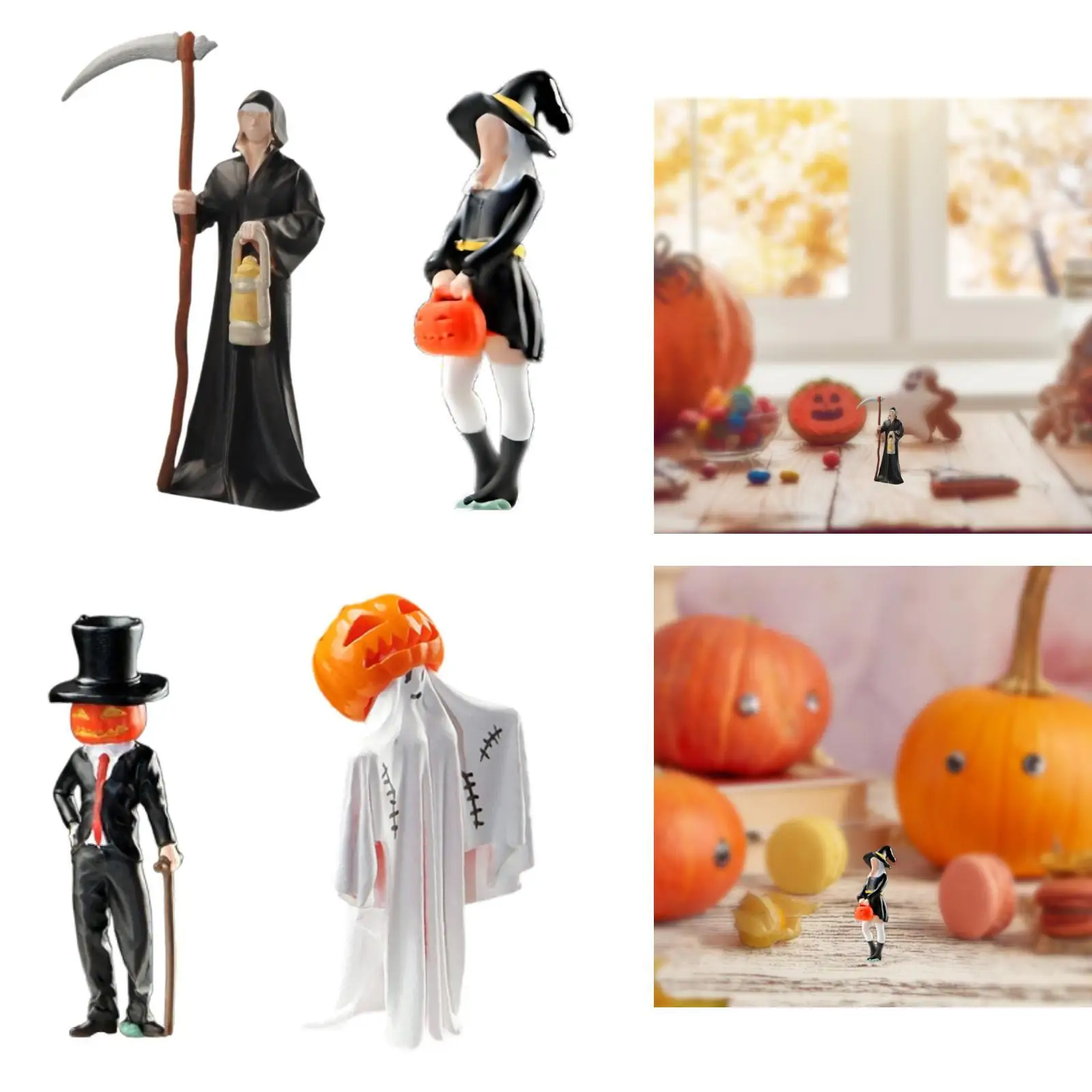1/64 Halloween Figure Tiny People Model Cosplay Figure Crafts for Dollhouse DIY Scene
