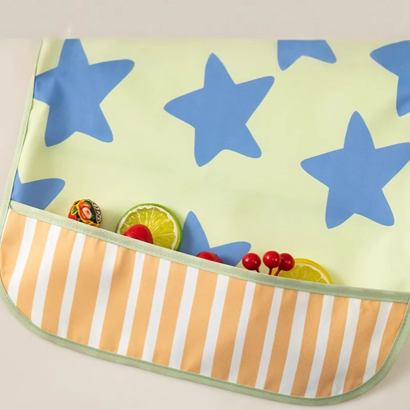 Baberos sin mangas para alimentación de bebé, paños para eructar con lazo de estrella, impermeables, a prueba de polvo, accesorios para niños - imagen 3