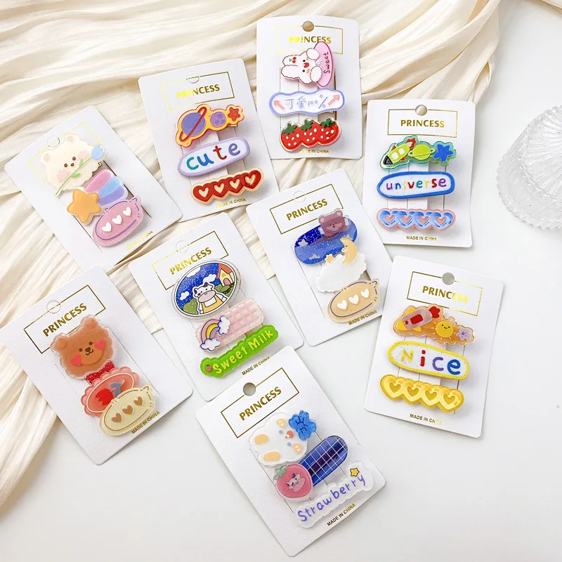 3 uds. De pinzas para el pelo de oso de dibujos animados para niñas, horquillas laterales con flequillo, pasadores decorativos para el cabello, accesorios de estilo para el cabello a la moda - imagen 2