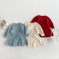 Vestido de punto Milangel manga larga cuello redondo para niños