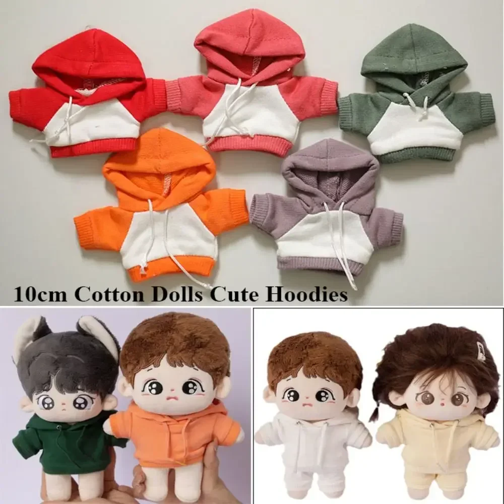 Sudaderas con capucha bonitas hechas a mano para muñeca de algodón de 10cm, ropa informal, sudadera, trajes, ropa de moda, accesorios para muñecas, juguetes para niños - imagen 3