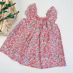 Vestido floral de algodón suave para niña de verano