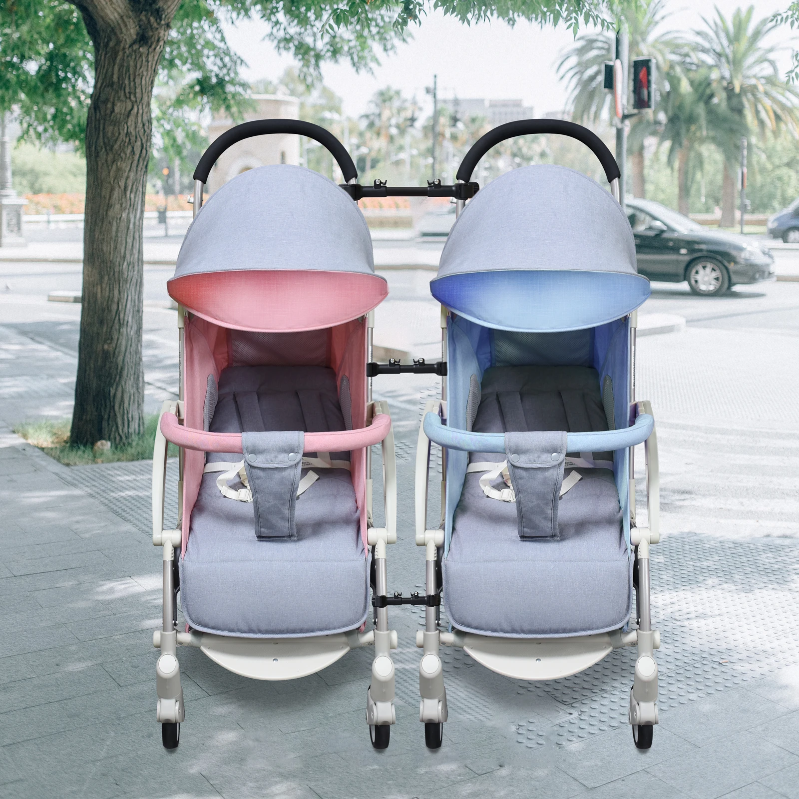Conector de cochecito doble, adaptador de cochecito ligero, convierte dos cochecitos individuales en un cochecito doble, accesorio Universal - imagen 5