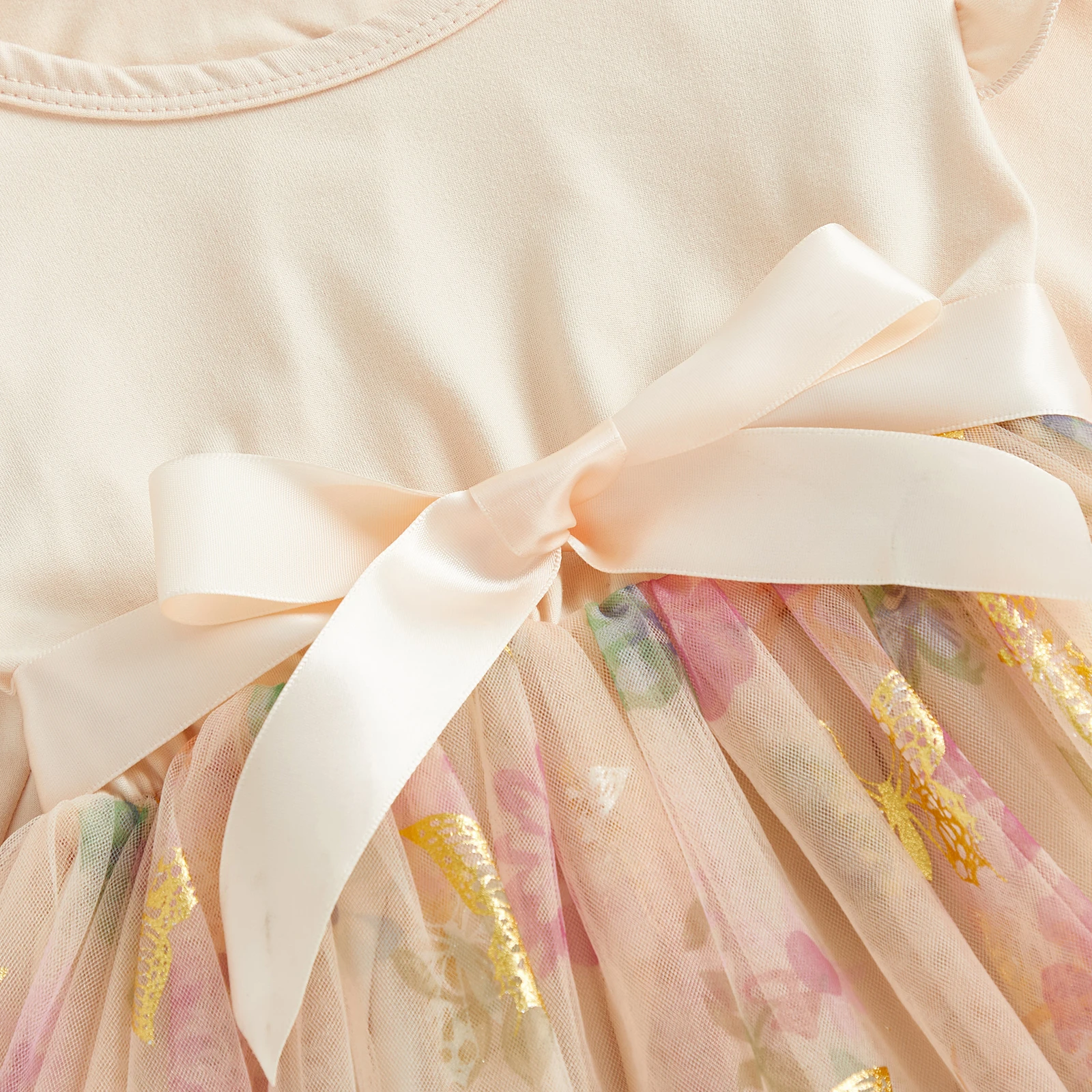 Tregren vestido princesa niña de tul mariposas con cinturón lazo - imagen 5