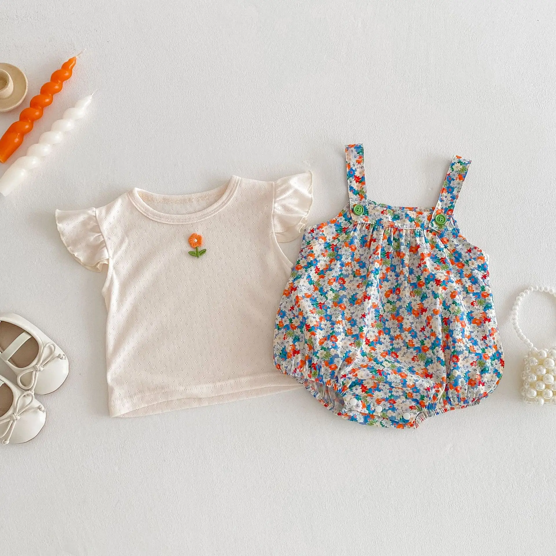 Mono floral con tirantes para bebé niña - Camisola de verano - imagen 3