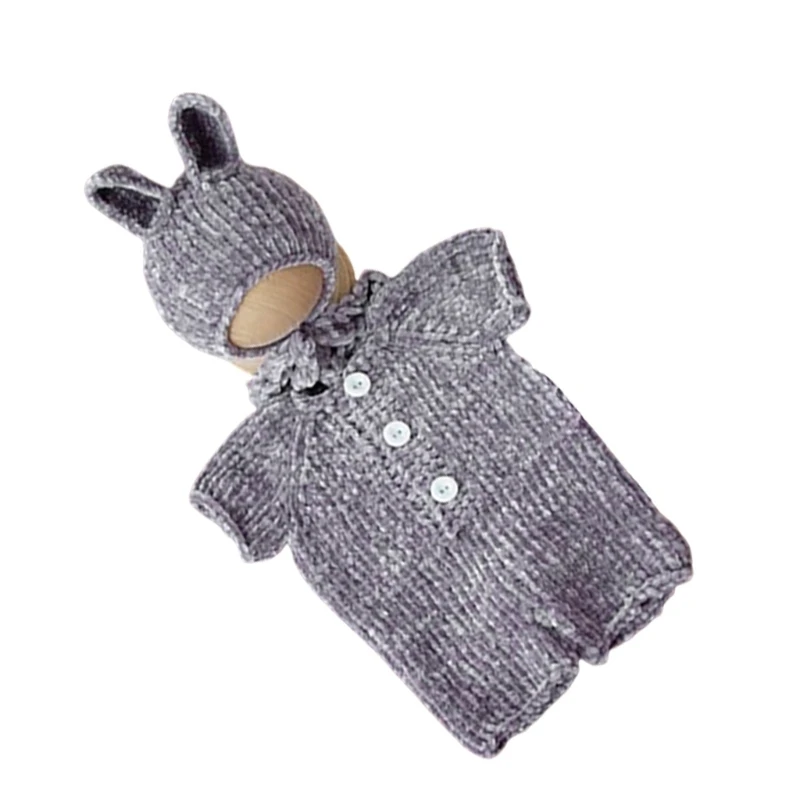 Disfraz de conejo para bebé, accesorios de fotografía, traje de conejito de Pascua para recién nacido, ropa de punto para niña de 0 meses, mono para mujer y niño - imagen 4