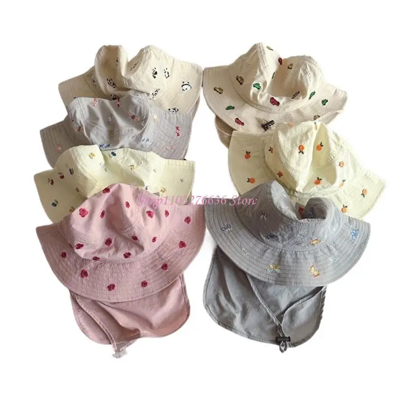 Gorro playa viaje para niños R6FD, gorras pescador con solapa para cuello, protecciones solares transpirables para 3 - imagen 5