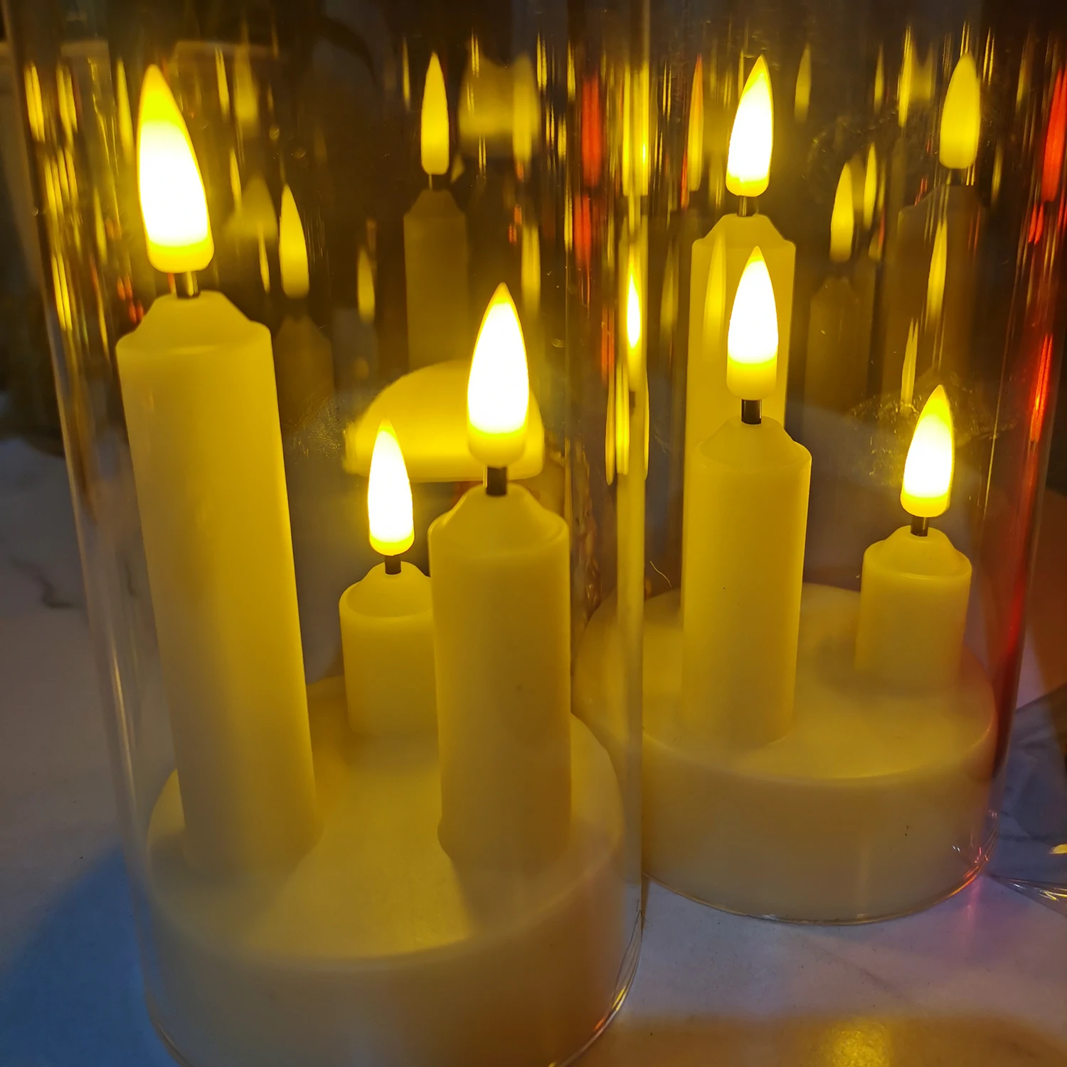 Velas LED sin llama con 3 mechas, velas electrónicas, festivales en casa, decoración de bodas, fiestas navideñas, 2 unidades por juego de velas LED