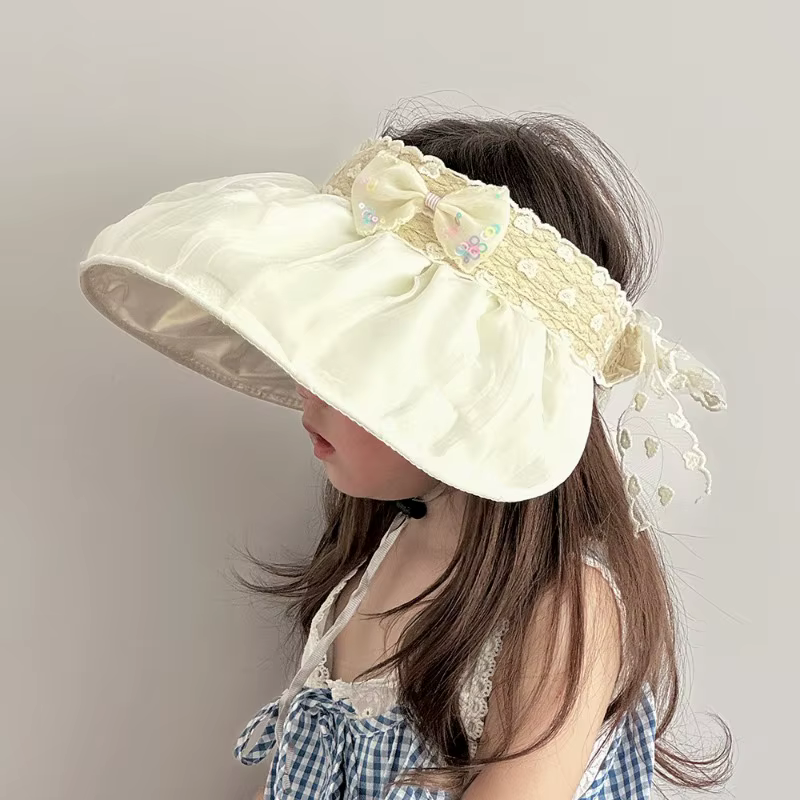 Sombrero de sol para bebé niña – Ala ancha con lazo de encaje - imagen 2