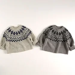 Jersey de punto cuello redondo niño algodón suave transpirable