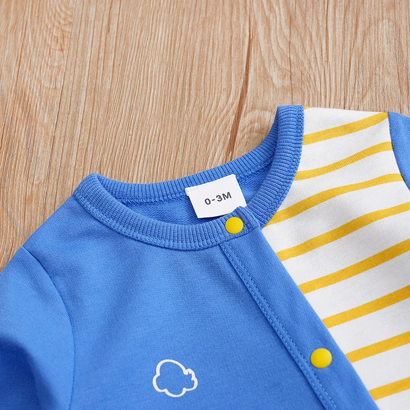 Mono pijama de rayas azul para bebé niño – Manga larga - imagen 2