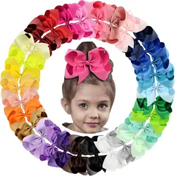 Lazos para el cabello con cinta de grogrén de 6 pulgadas con Clips para niñas lindas, pinzas para el cabello grandes, pasadores de horquillas de Boutique, accesorios para el cabello para niños