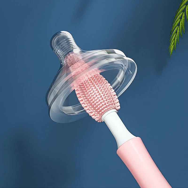 Juego de cepillos de silicona para biberón de bebé, cepillo de chupete para bebé, mango giratorio de 360 grados, cepillo de limpieza de biberones, 3 piezas - imagen 5