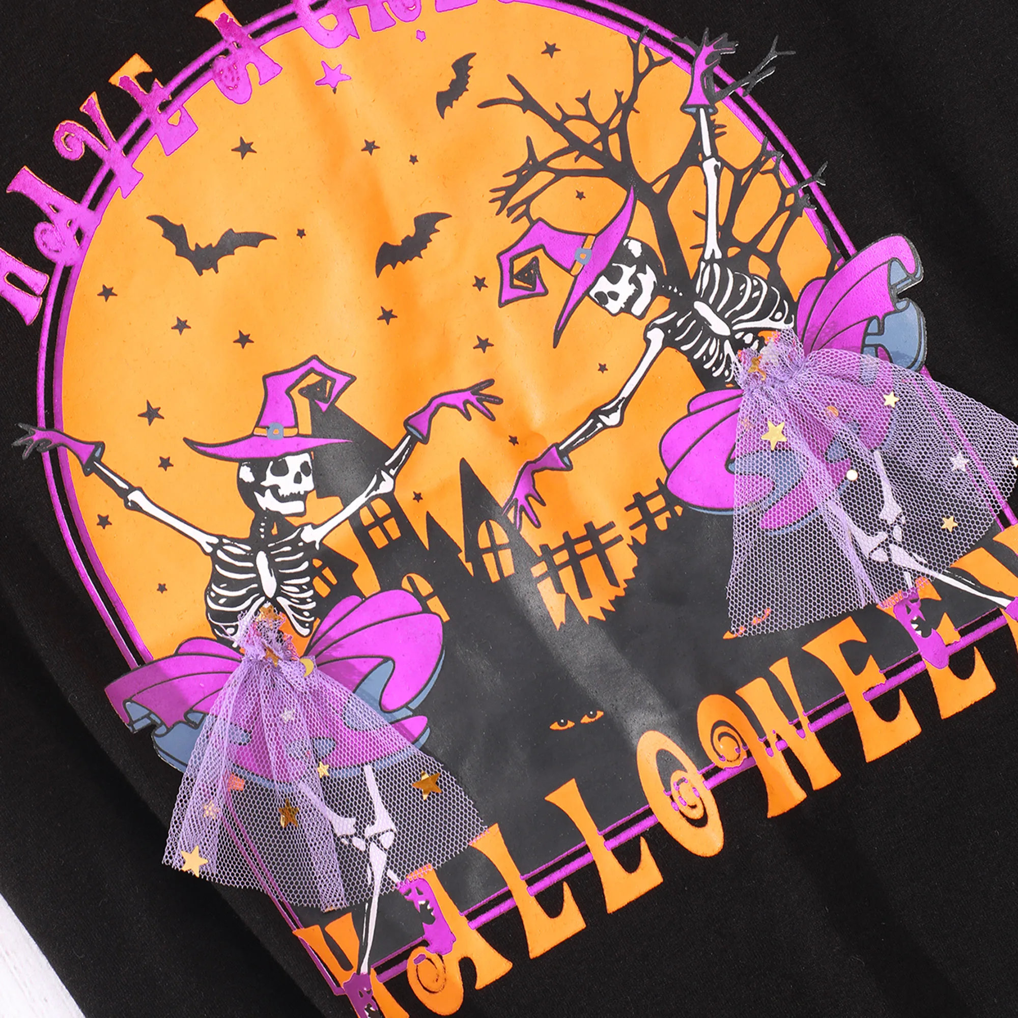 Camiseta de manga corta con marco de esqueleto divertido para niños, Tops de Halloween para niñas, ropa informal, fresco, ventilado, verano, nuevo - imagen 3