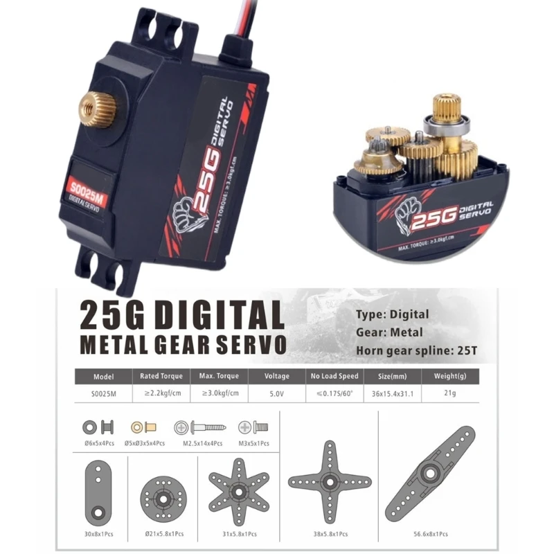 Servomotor digital engranaje metal fuerte 85AE, respuesta velocidad, servomotor pequeño grado industrial para uso en - imagen 4