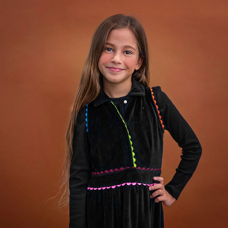 Conjunto de terciopelo negro Shabbos otoño-invierno infantil unisex - imagen 5