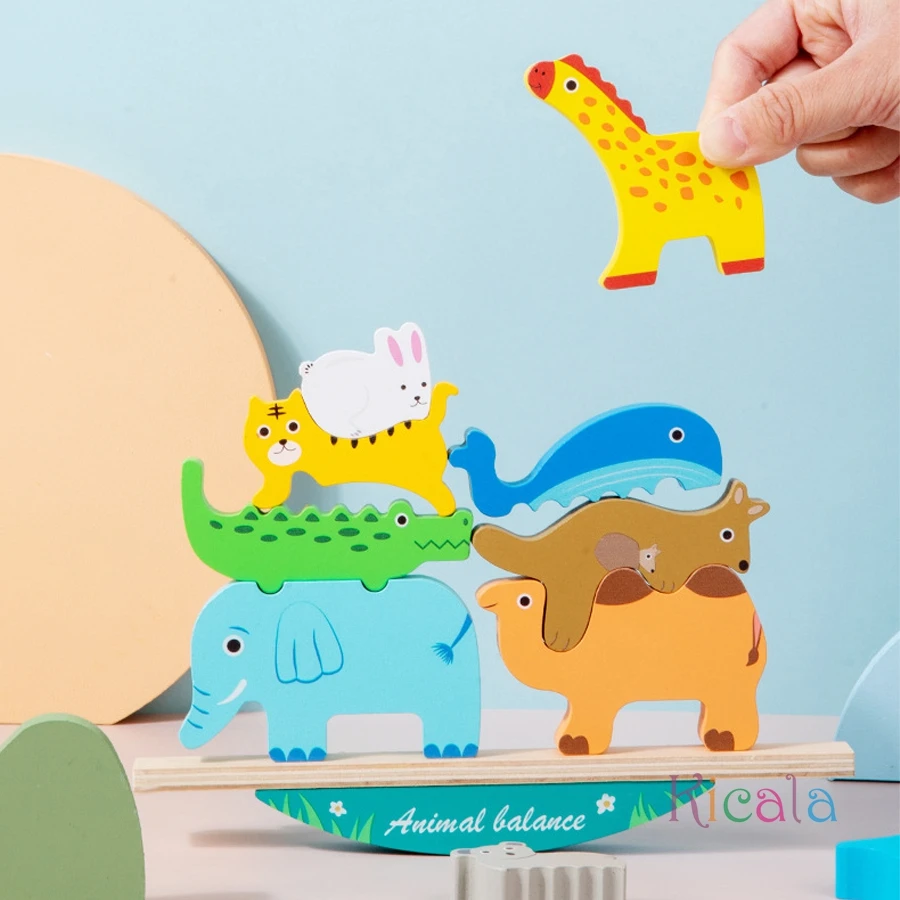 Juguetes apilables de animales para niños, juguete apilable de equilibrio de madera Montessori, desarrollo educativo, aprendizaje, regalo de cumpleaños y Navidad - imagen 2