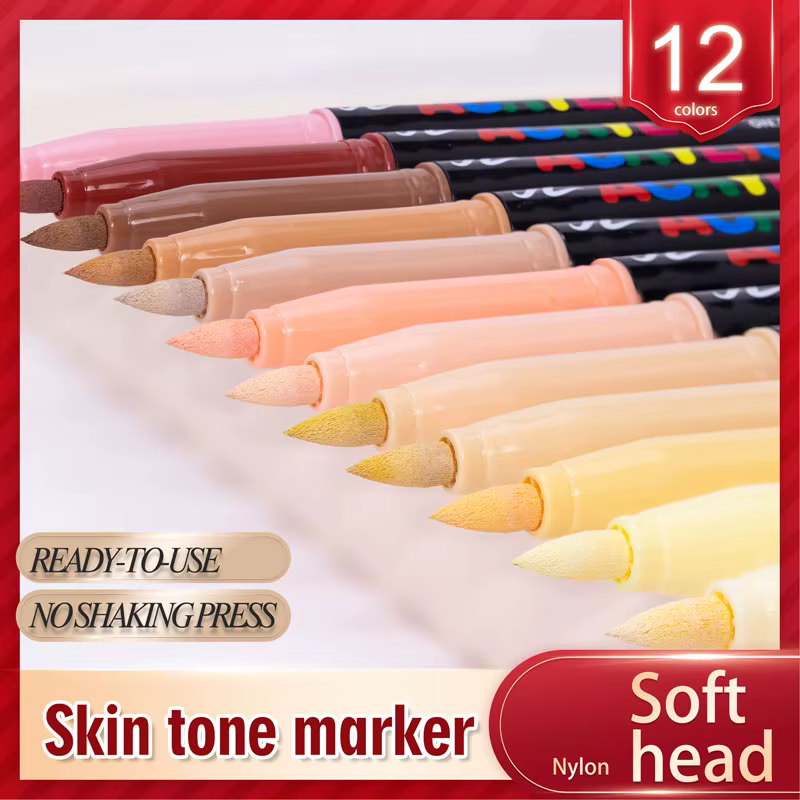 Rotuladores tono piel para niños – Punta nailon suave impermeable - imagen 3